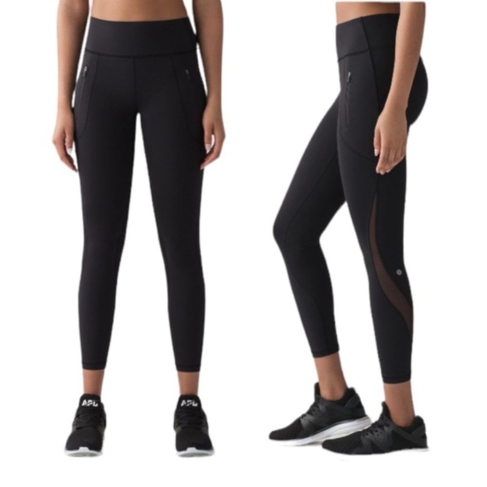 Lululemon Invigorate 7/8 Tight Black Sheer Mesh Legging Women's Size 4